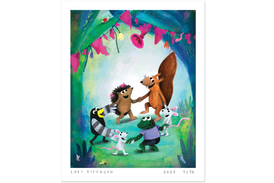 Kunstprint Loes Riphagen - Coco en het gekke ding - afbeelding 1